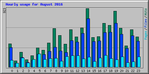 Hourly usage for August 2016